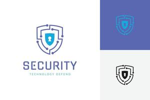 Cyber Security logo technology for your company, shield logo for security data with lock key graphic idea for website security or cyber defend logo template vector
