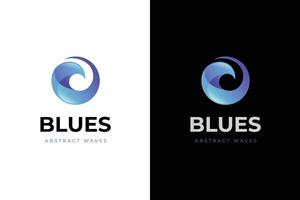 wavy blue ocean logo icon design with abstract wave gradient graphic symbol vector