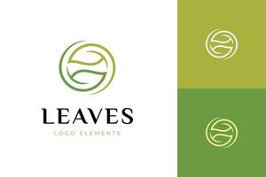 Ecology leaf sphere logo icon with line green leaves design concept for reusing, recycle green life graphic symbol vector