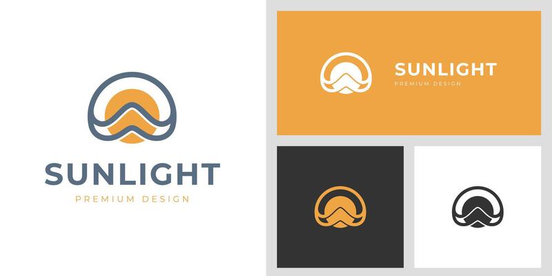 Circle Sun light Logo icon design with wave graphic symbol. sunrise simple logo illustration
