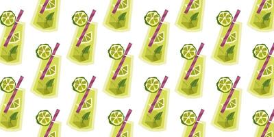 Seamless Lemonade Summer Drink Pattern vector