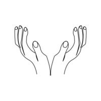 Hand outline designed with a single continuous line vector