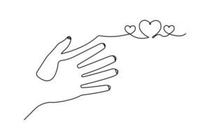 One stroke hand icon in continuous minimalist art vector