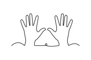 Minimal hand outline created in a continuous single line vector