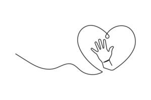 Continuous drawing of a hand in elegant minimalist form vector