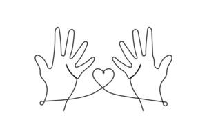 Elegant continuous line art hand in minimalist style vector