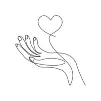 Minimalist hand gesture art with single line drawing vector