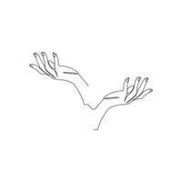 Hand icon continuous one line drawing in minimalist style vector