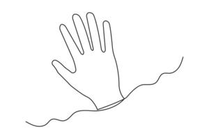 Hand gesture outline in continuous one line minimal art vector