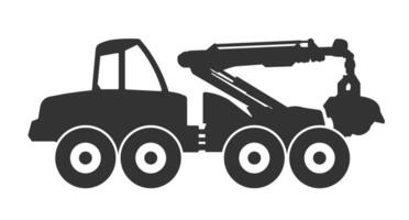 Log harvester icon symbol Shape. Timber logger machine logo sign. Woodworking industry. illustration image. Isolated on white background. vector