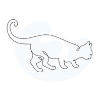 One Line Drawing Cat Symbol. Creative Outline Cat Icon Set. Cat Minimalist Contour Art with a Splash of Color isolated on white background vector