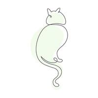 One Line Cat Drawing. Creative Outline Cat Icon Set. Cat Minimalist Contour Art with a Splash of Color isolated on white background vector