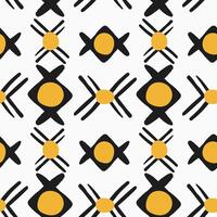 Boho Geometric Seamless Pattern in Black and Yellow Colors on White Background. Hand drawn modern pattern for textile, fabrics, wrapping paper vector