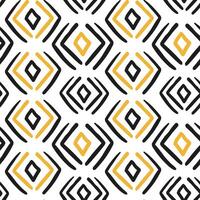 Geometric Rhombus Seamless Pattern in Black and Yellow Colors on White Background. Hand drawn modern pattern for textile, fabrics, wrapping paper vector