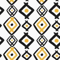 Boho Geometric Rhombus Seamless Pattern in Black and Yellow Colors on White Background. Hand drawn modern pattern for textile, fabrics, wrapping paper vector