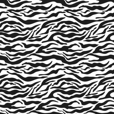Zebra Print Seamless Pattern Design for Textile, Fabrics, Wrapping Paper. Monochrome zebra skin stripes pattern. Black and white