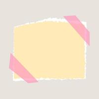 Yellow Empty Paper Note Memo with Adhesive Tape. Torn Paper Sheet with Scotch Tape. Contemporary Art Collage Paper Sheet. Ripped paper strip reminder vector