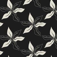 Black and white elegant floral seamless pattern. Minimalist hand draw flower monochrome pattern for fabrics, textile, wrapping paper, cards vector