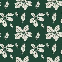 Green simple contemporary flower seamless pattern. Minimalist hand draw flower pattern for fabrics, textile, wrapping paper, cards. Beige and green vector