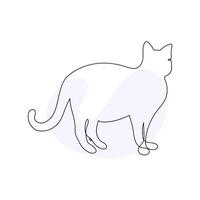 Cat in Continuous One Line Drawing Style. Creative Outline Cat Icon Set. Cat Minimalist Contour Art with a Splash of Color isolated on white background vector