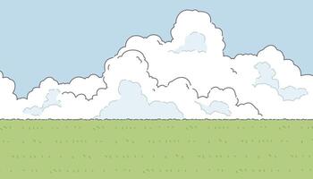 cute cartoon empty green field background vector