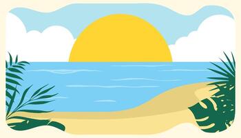 flat framed tropical beach background vector
