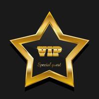 Golden star VIP, special guest. Five pointed shiny element. illustration on black background vector