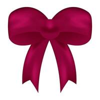 Red realistic bow. Satin tied ribbon isolated on white background. element template for the design of compositions, illustration and different holidays vector