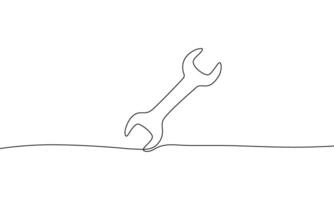 Continuous line drawing of Wrench isolate on white background. vector