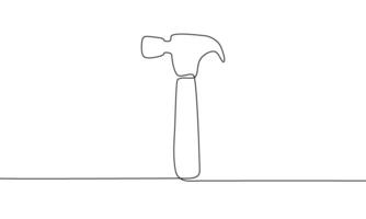 Continuous line drawing of Hammer isolate on white background vector