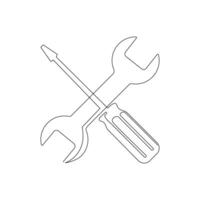 Continuous line drawing of Screwdriver on white background vector