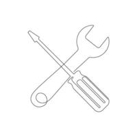 Continuous line drawing of Screwdriver isolate on a white background. vector