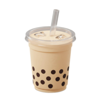 Refreshing 3D Bubble Tea with Tapioca Pearls and Straw png