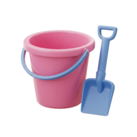 3D Rendering of a Pink Bucket and Blue Shovel Toy Set png