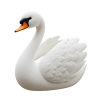 Elegant 3D Rendering of a White Swan png