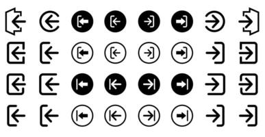 Login and Logout Arrow Icons Set, Entry and Exit Symbol Collection vector