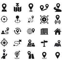 Navigation and Location Icons Set, Map, Route, and GPS Symbols. vector
