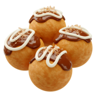 Delicious 3D Takoyaki Balls with Toppings png