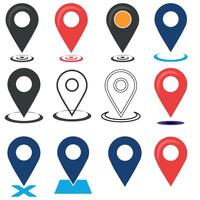 Location Pin Icons Pack, Map Marker and Navigation Symbol Collection. vector