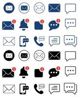 Messaging and Notification Icon Pack, Mail, Chat, Alert, SMS Symbols. vector