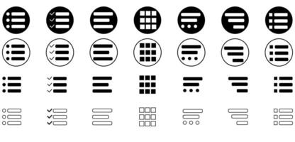 Hamburger Menu and Grid UI Icons, Minimal Interface Navigation Set. vector
