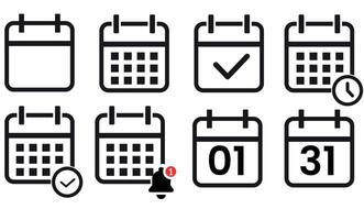 Minimal Calendar Icon Set, Schedule, Reminder, and Date Icons. vector