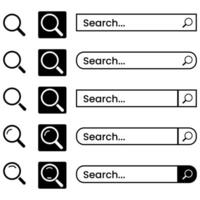 Search Bar UI Icons, Search Field and Magnifying Glass Icon Set. vector