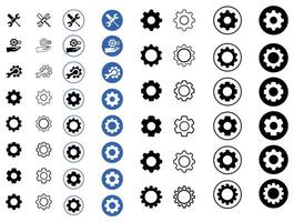 Settings and Tools Icons Set, Gear, Wrench, and Maintenance Symbols. vector