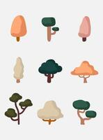 A set of different trees and mushrooms vector