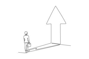 Businessman standing in front of growth arrow vector