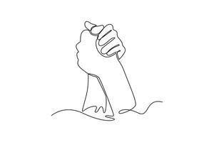 two helping hands show unity hope strong together. Community focus concept. Single line draw design. graphic illustration vector