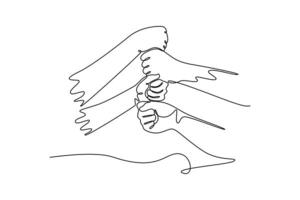 collaboration or teamwork. Community focus concept. Single line draw design. graphic illustration vector