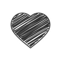 Hand-drawn illustration of a heart shape filled with scribbled lines. Perfect for Valentine's Day, love, and romantic themes. vector