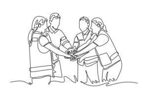 Supporting Hands Community. Community focus concept. Single line draw design. graphic illustration vector